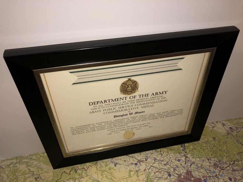 ARMY PUBLIC SERVICE COMMENDATION COMMEMORATIVE MEDAL CERTIFICATE ~ Type-1