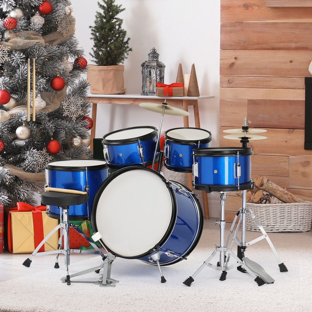 5-Piece Junior Starter Drum Kit with Cymbals, Hardware,Sticks & Throne
