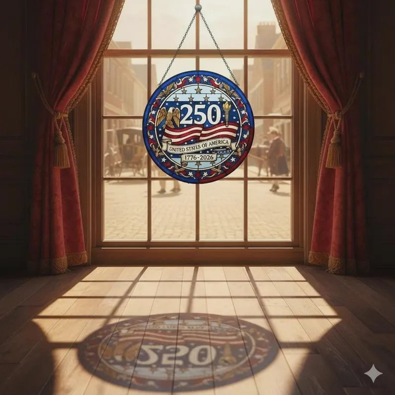 Patriotic 250th Stained Glass Suncatcher