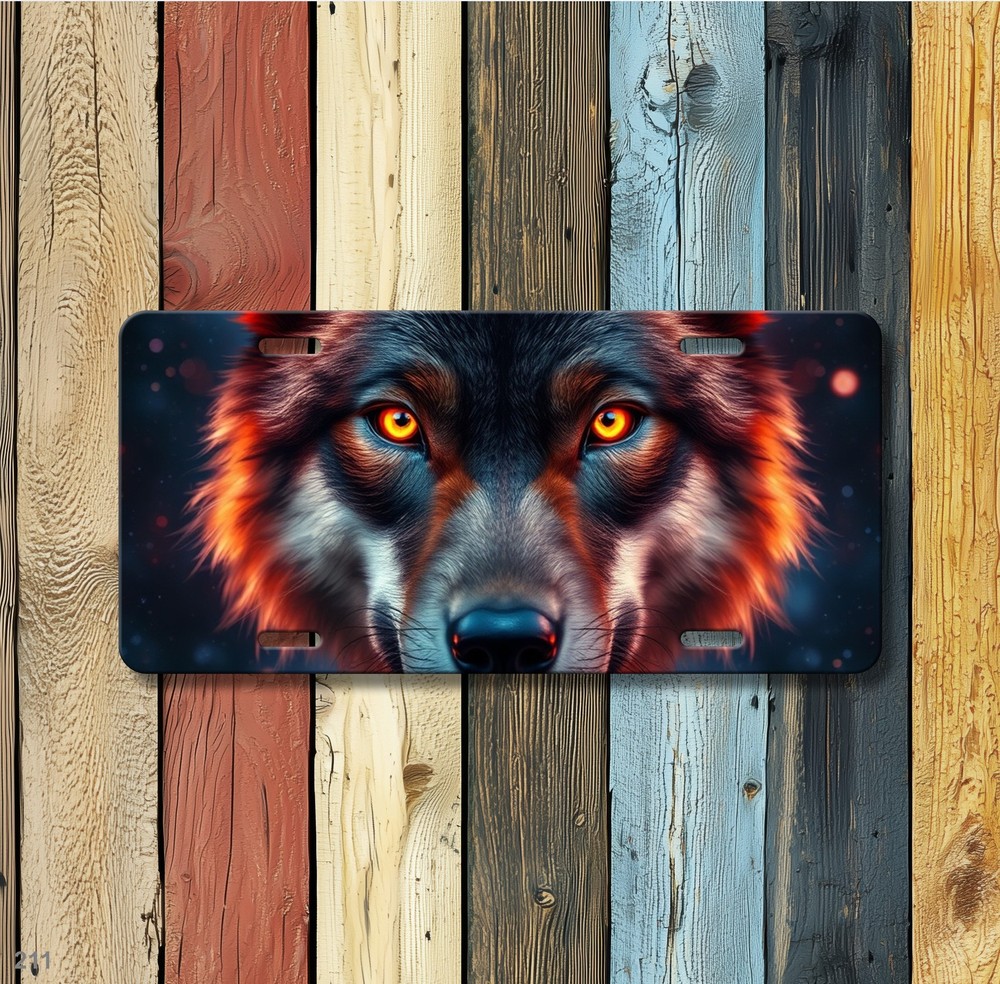 Realistic Wolf License Plate Customizable Front Plate Anniversary Gift