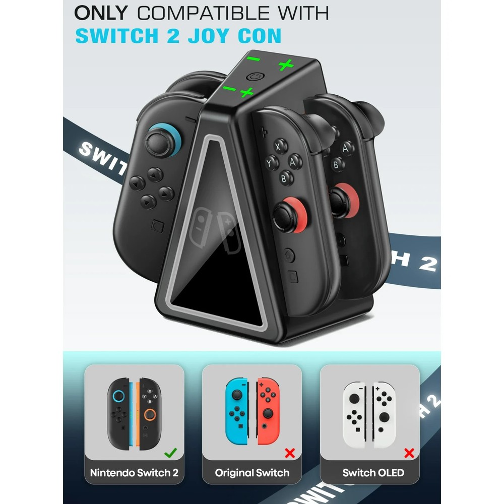 4 Joy-Con Controller RGB Magnetic Fast Charging Dock for Nintendo Switch 2