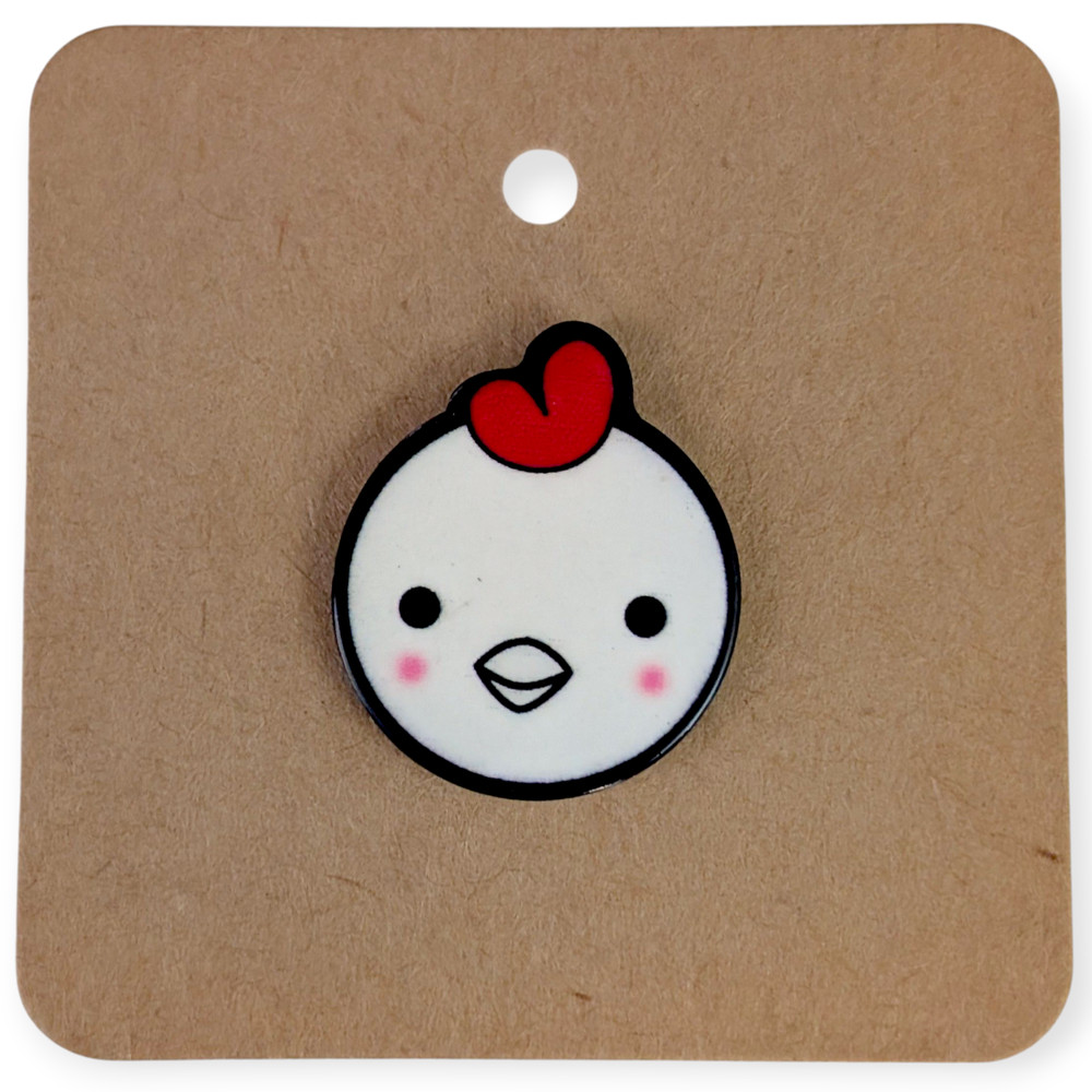 Animal Tiny Lapel Pin: Blushing Chicken