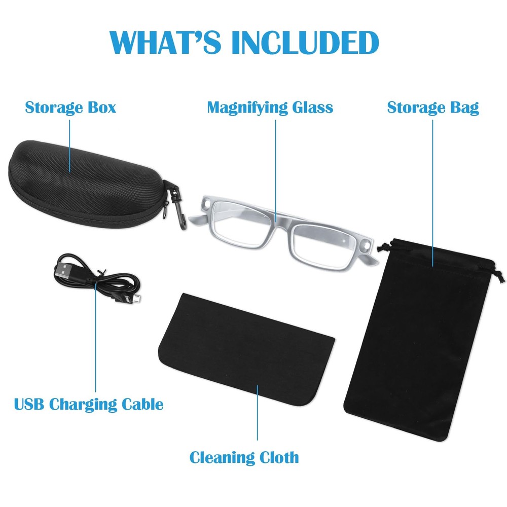 200% Magnifying Glasses with Light,USB Rechargeable LED Lighted Magnifying Ey...