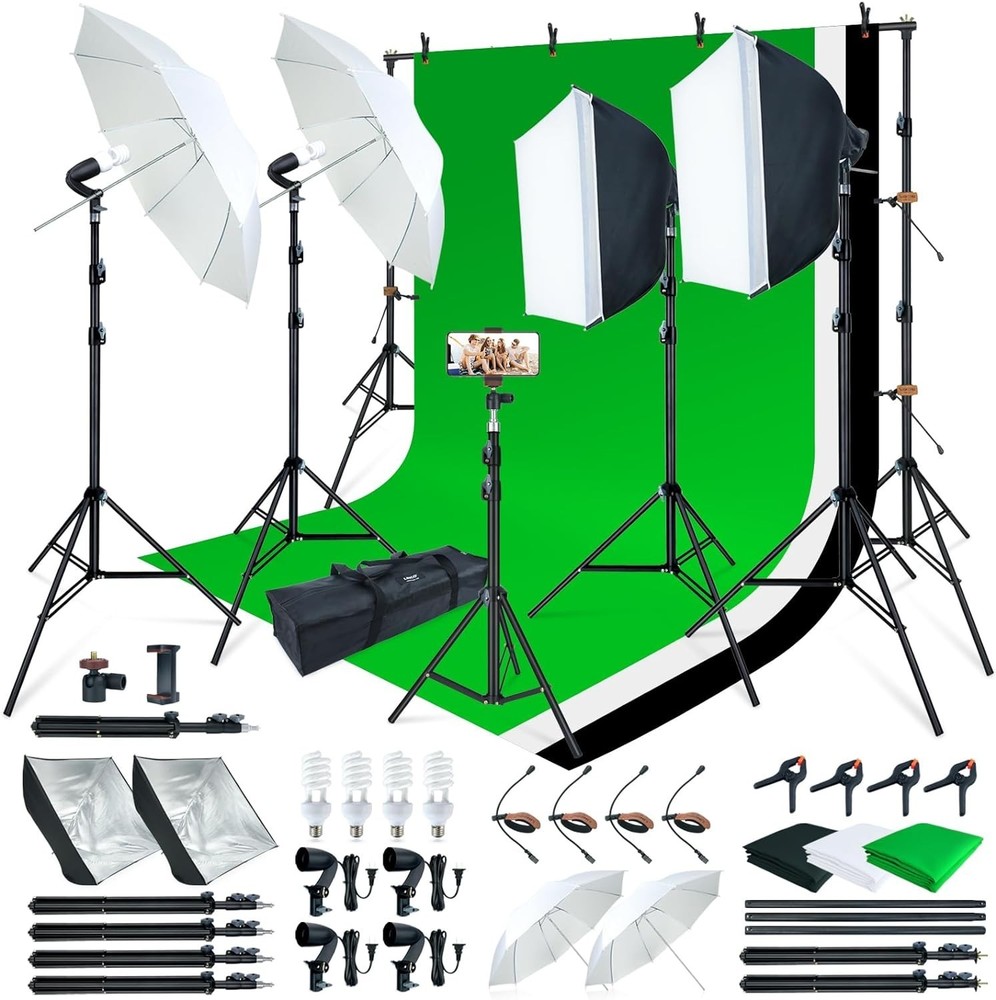 Complete Photo Video Lighting Set w/ Backdrops