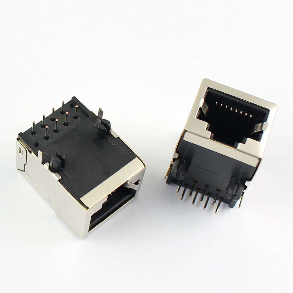 5Pcs Metal RJ45 8P8C 8 Pin Shielded PCB Mount Network Ethernet Socket Connector