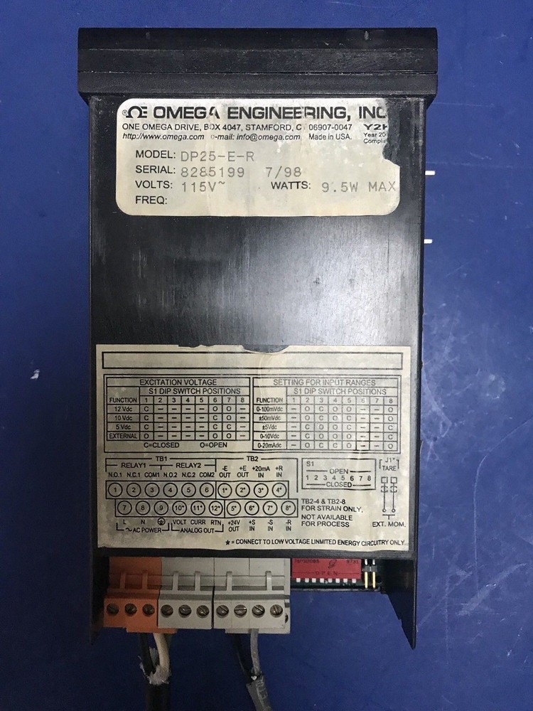 Omega DP25-E-R Panel Meter and Controller w/ Dual Alarms, Used