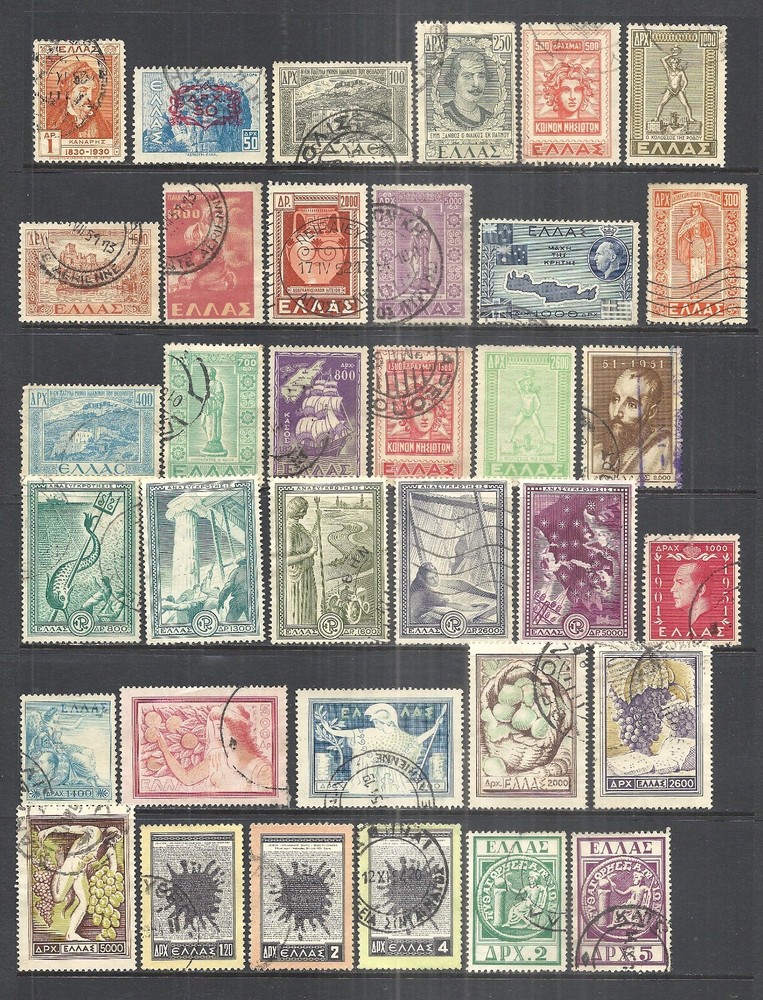 GREECE     VARIOUS USED ISSUES     1930 - 1955   NICE LOT!