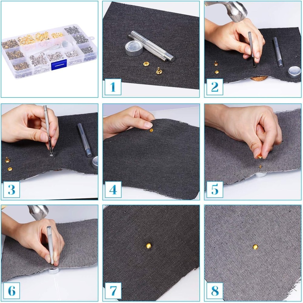 Versatile Leather Rivets Kit with 3 Setting Tools - Craftsmanship Essentials