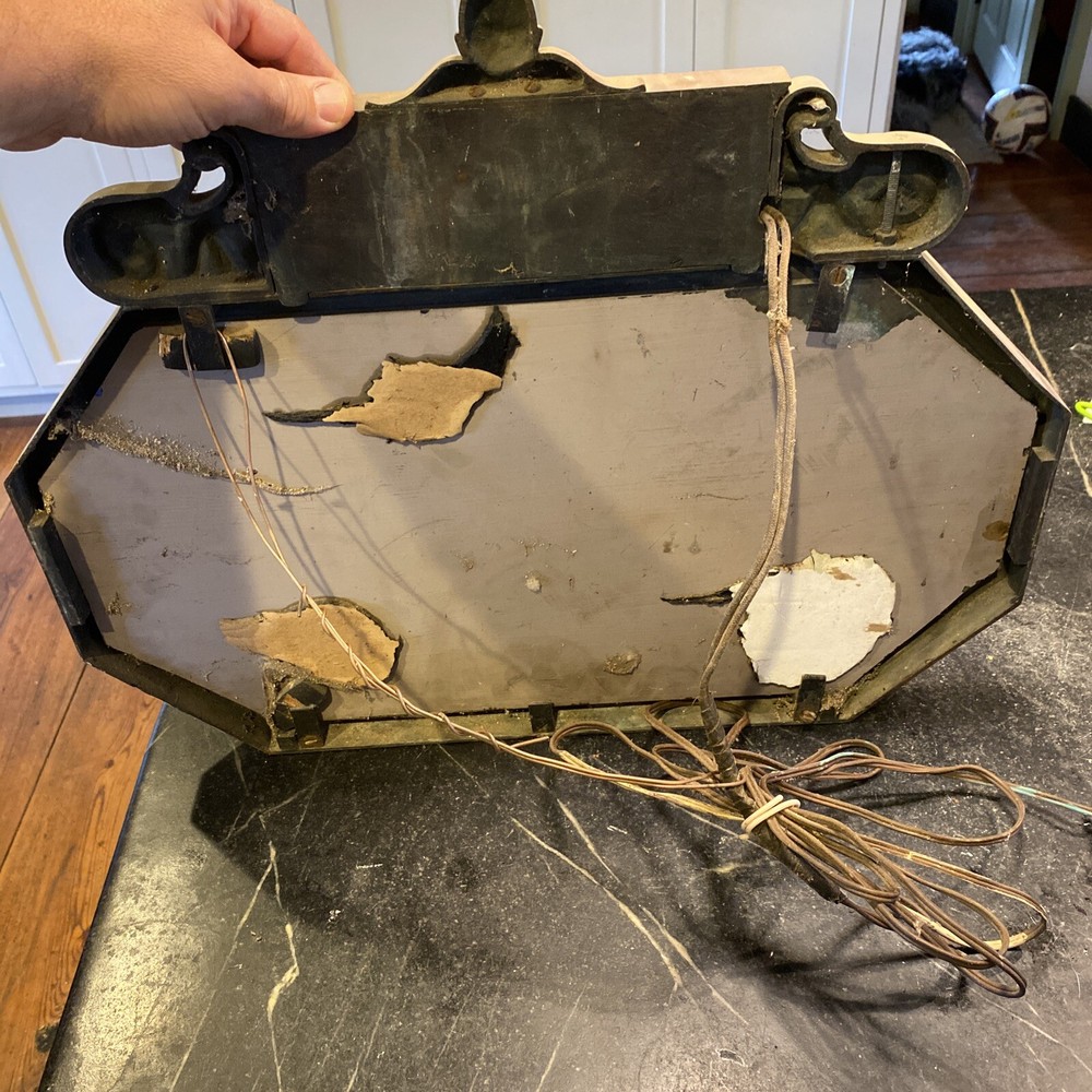 Vintage Original Heavy Brass Mirror With Light