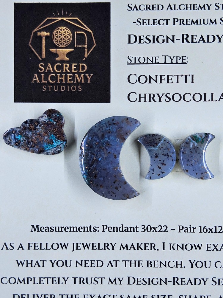 Crescent Moon - Confetti Chrysocolla - Sacred Alchemy Select - Design-Ready Set
