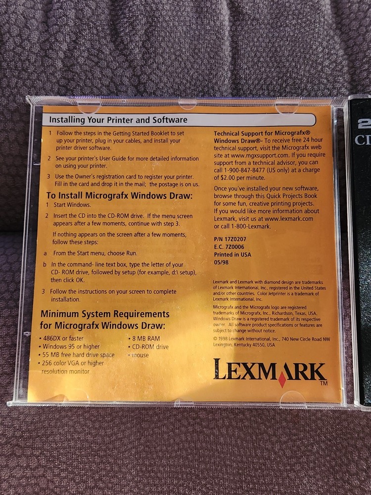 Lexmark 1100 Color Jetprinter & Draw 6 Print Studio Specia PC