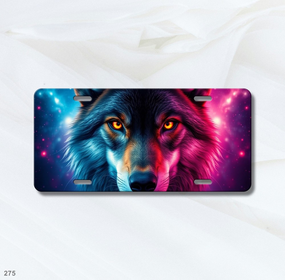 Intense Wolf License Plate Add Text Front Bumper Plate Holiday Gift