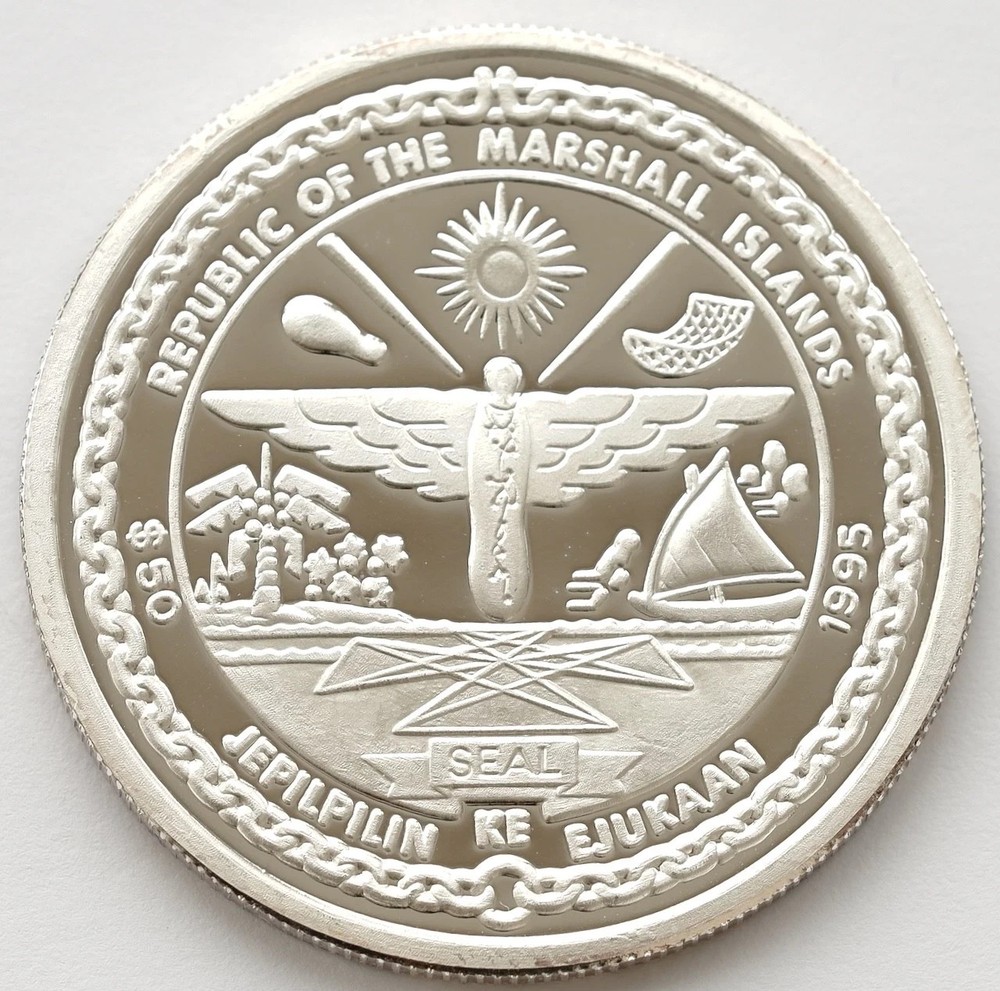 MARSHALL ISLANDS 50 DOLLARS 1995 MIRAGE 2000 C SILVER PROOF