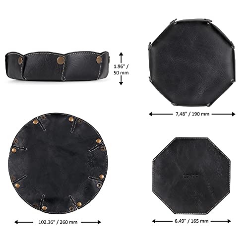 Genuine Leather Round Tray Organizer - Practical Storage Box for Wallets, Black