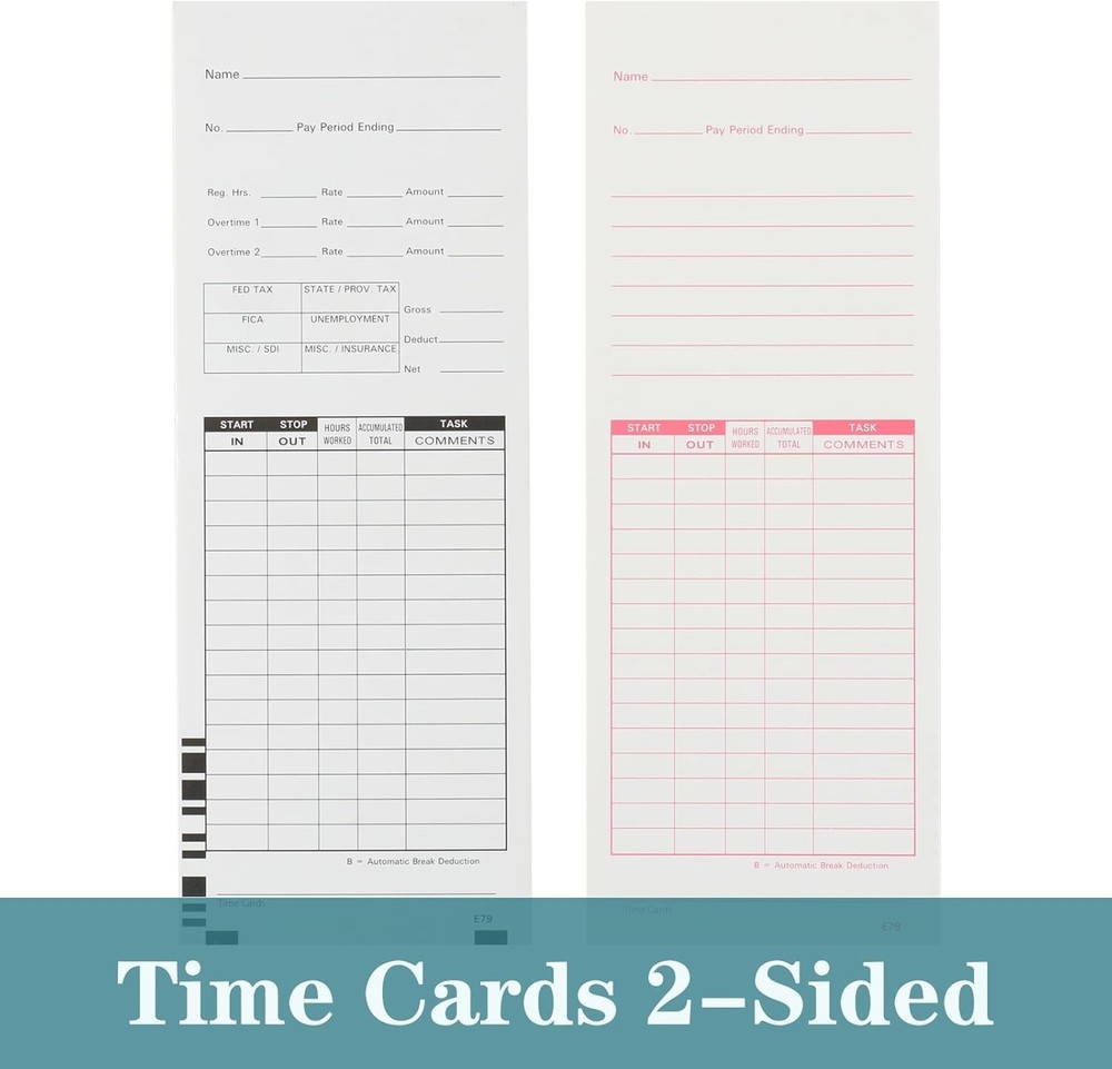 Time Cards for 7000E/7500E，E79-200PCS Black/Red