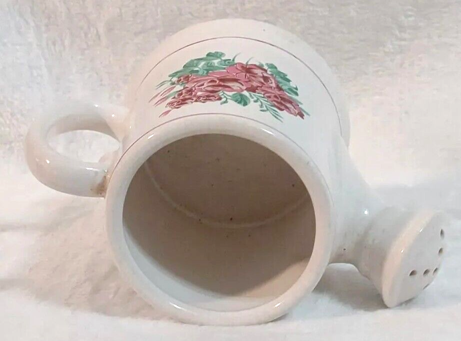 Ceramic Mini Watering Can Pitcher with Pink Roses