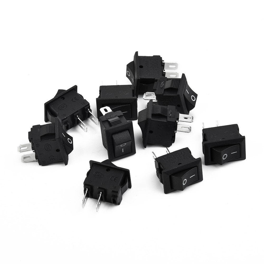 10pcs SPST On/Off Switch Mini Black 2 Pin Toggle Switch DC 12V-16A Tool