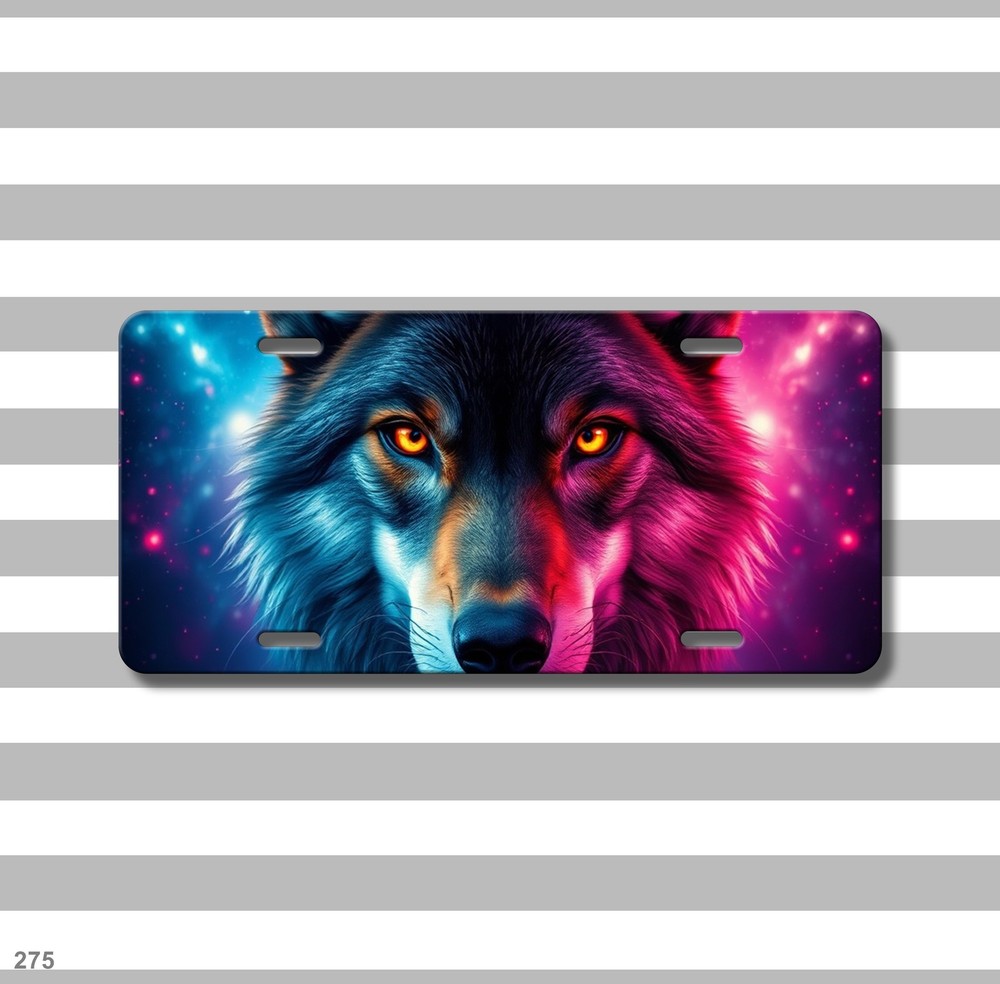 Intense Wolf License Plate Add Text Front Bumper Plate Holiday Gift