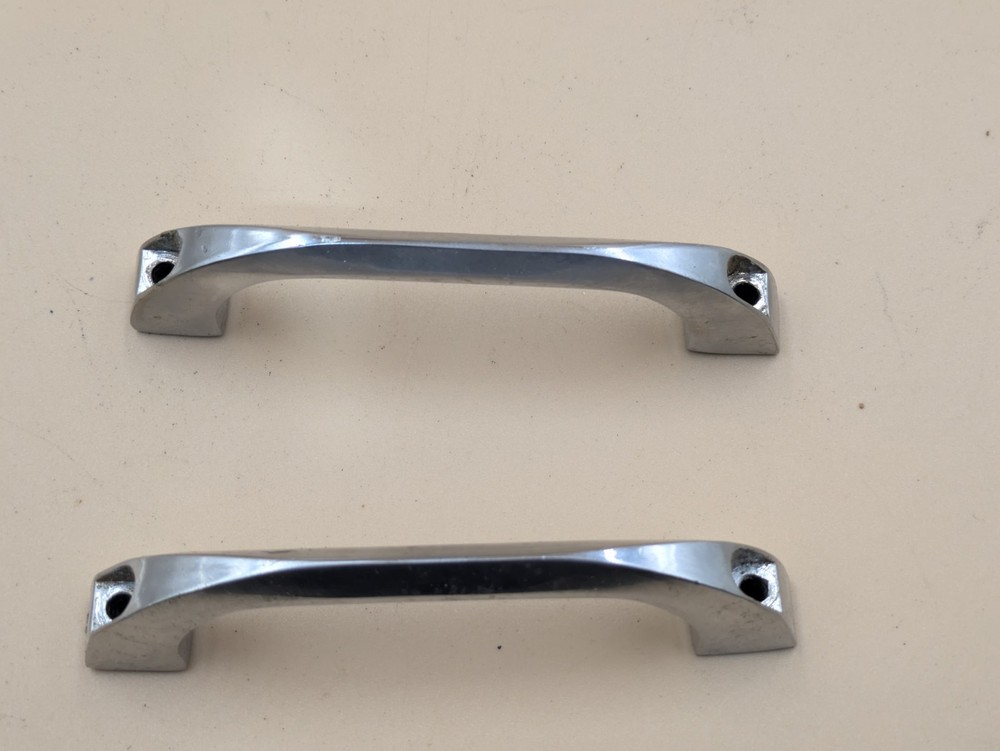 Pair Vintage Surrey Ware Mid Century Kitchen Cabinet Drawer Pull Handle Chrome