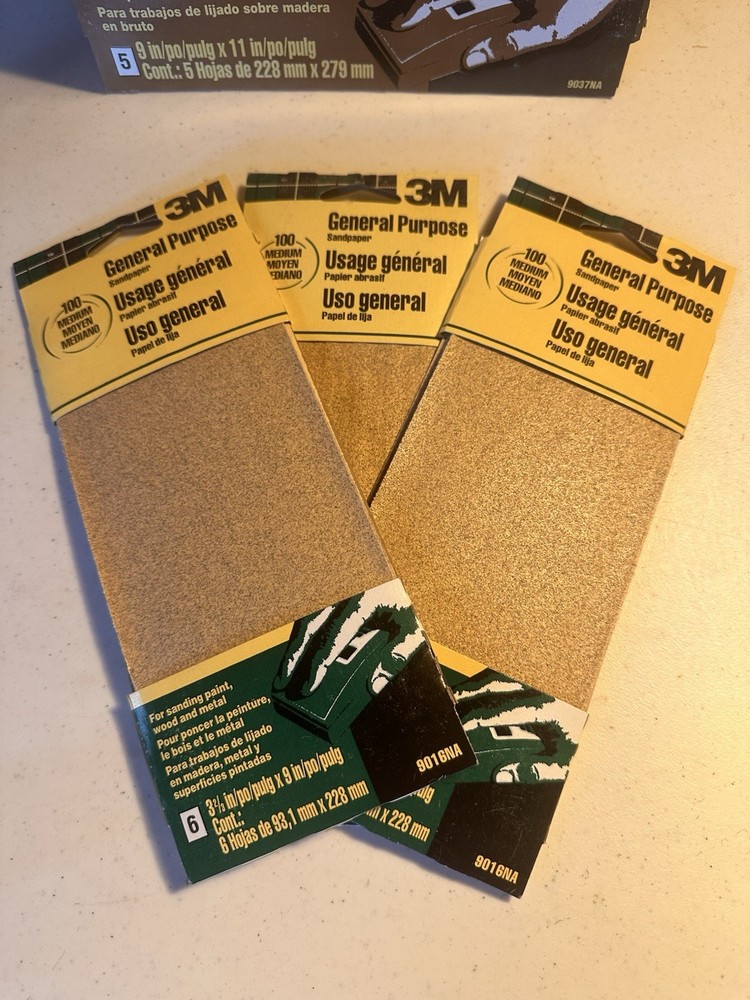New 3M Garnet Sandpaper Sheets 100 Grit