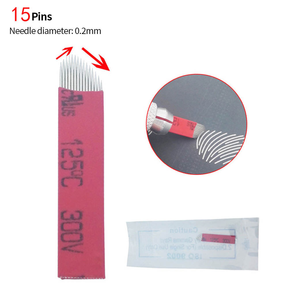 15 U Shape Needles Microblading Permanent Makeup Eyebrow Tattoo Chamfering Blade