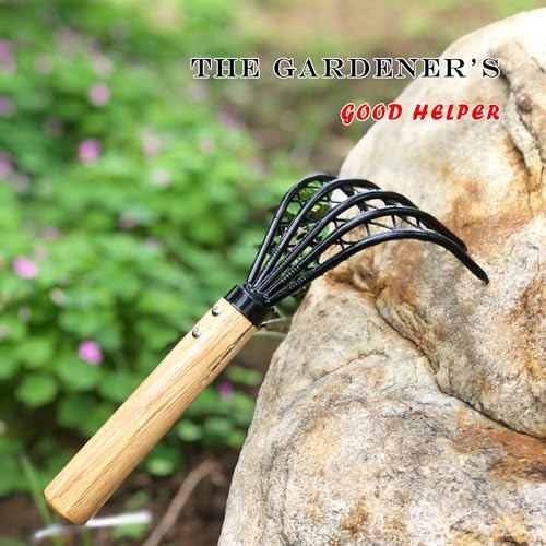 Garden Rake 5-Claw Landscape Dethatcher Thatching Beach Combing Rake for brown