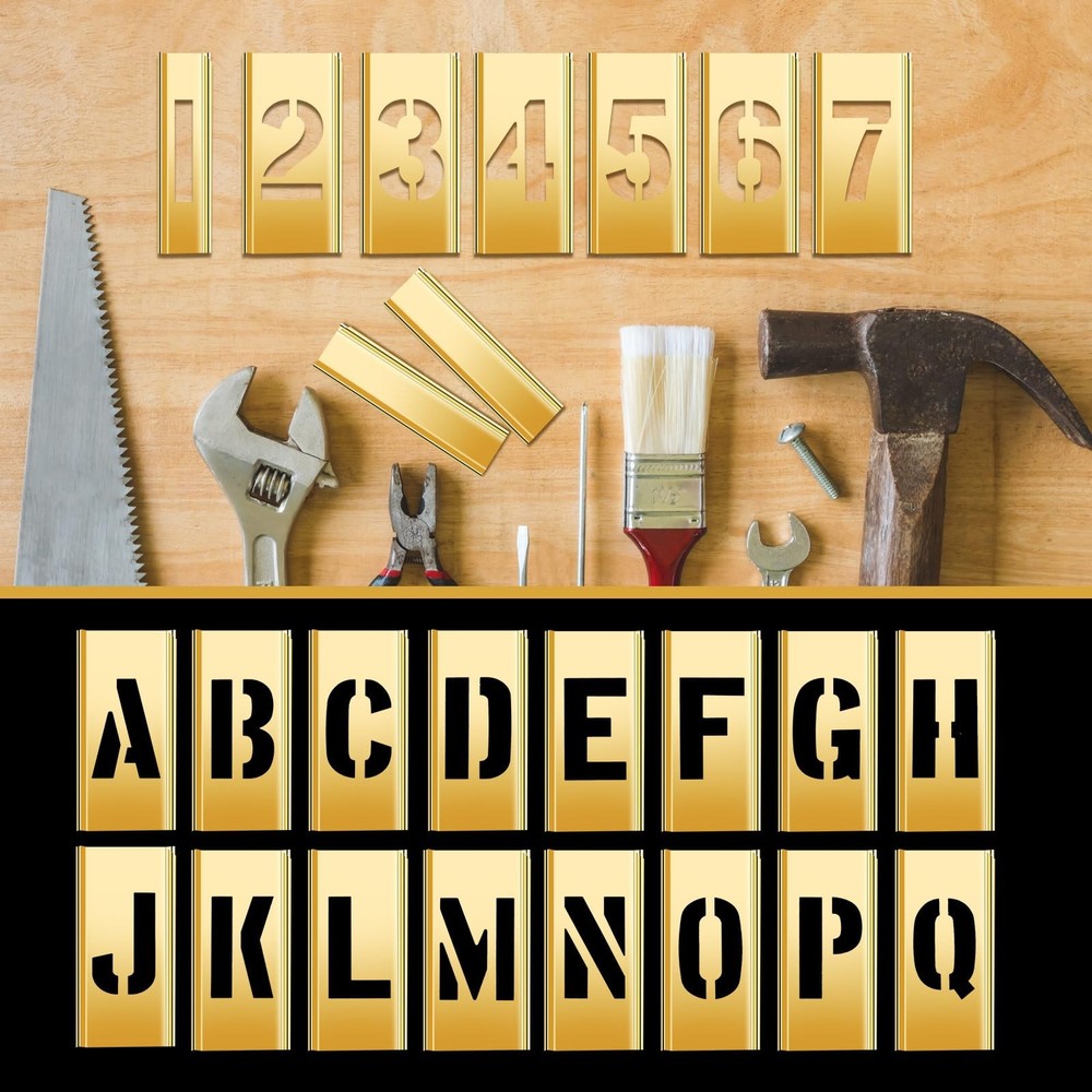 45 Pcs 1 Inch Brass Stencils Letters and Numbers Set Interlocking Letter Meta