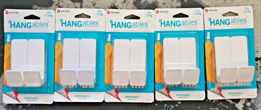VELCRO HANGables Medium Removable Hook in White 2-Count 5 Pack