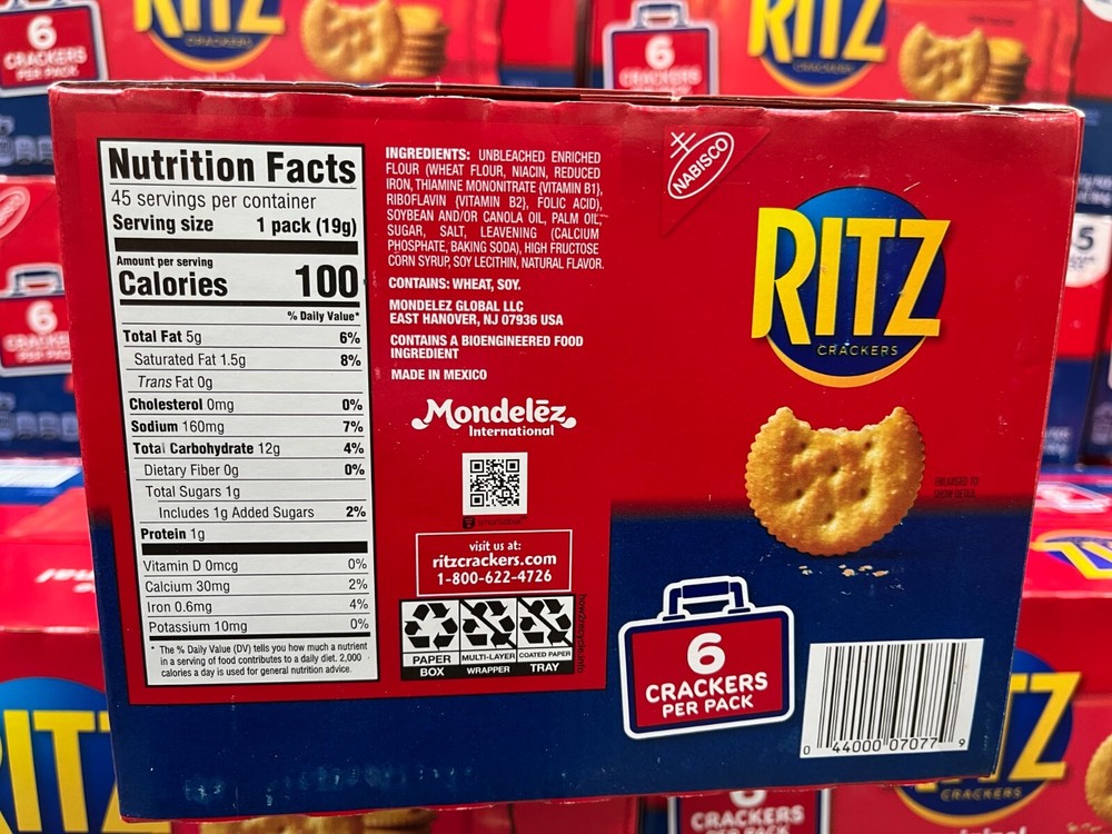 RITZ Original Crackers Snack size 6 crackers per pack 45ct