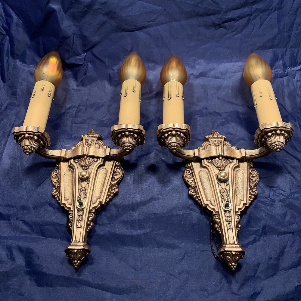 Pair Riddle Co Sconces Polychrome Finish Great!! 3A