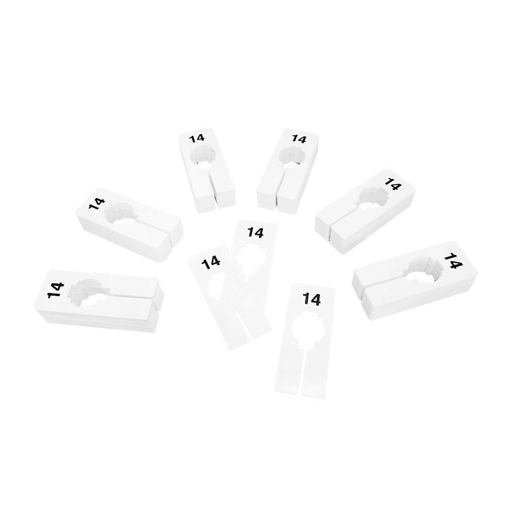 10 PC 2" x 5" Clothing Rack Size 14 Dividers Hangers White Plastic Rectangular