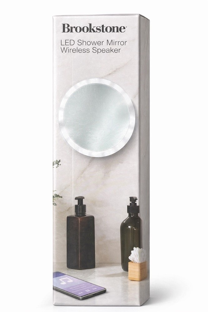 Waterproof Bluetooth Speaker Shower Mirror LED Brookstone