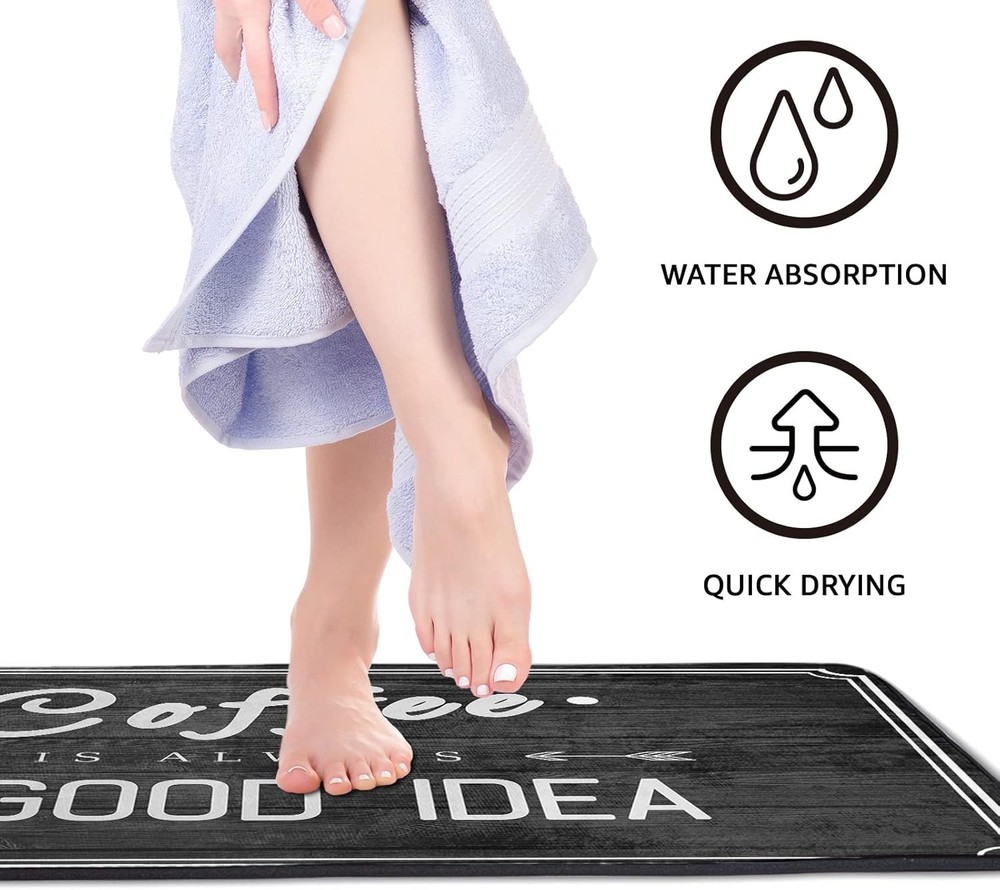 Kitchen Rug Black and White Coffee 1'8 x 3'3 (Rectangular),