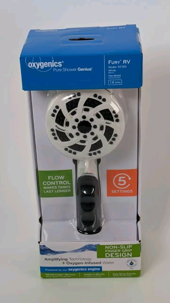 Oxygenics Fury RV Handheld Shower - 92789 Matte White 1.8 GPM 5 Setting