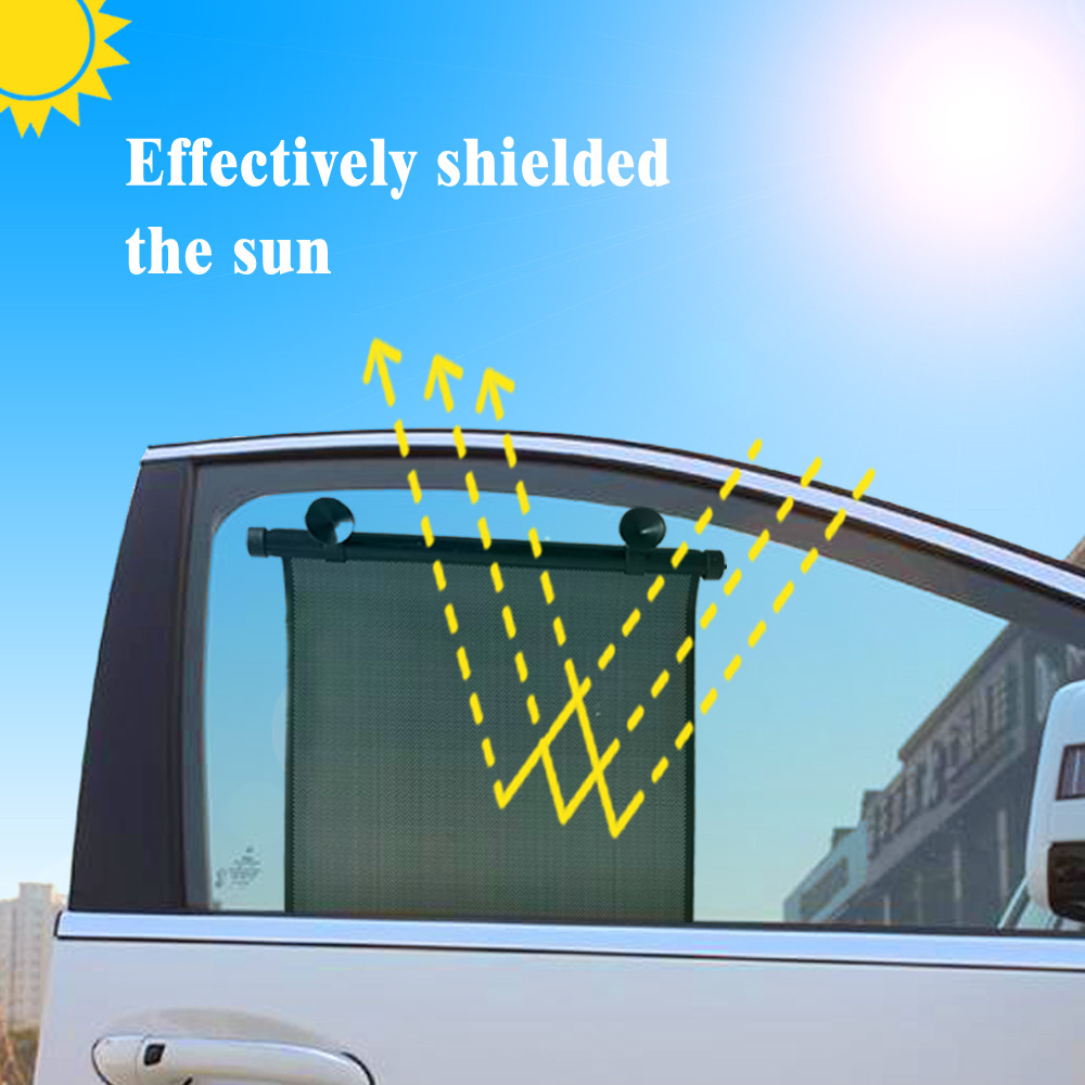 Pair Car Window Sun Shade Roller Blind Screen Protector Baby Kids Side Sun Visor