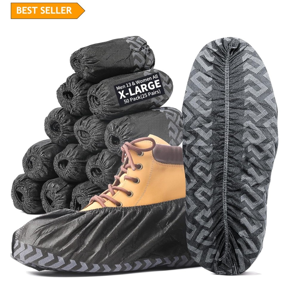 Multi-Use Slip Resistant Boot Covers, 50 Pack - Protect Floors & Shoes