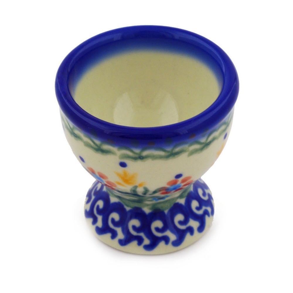 Polish Pottery Egg Holder 2" Spring Flowers