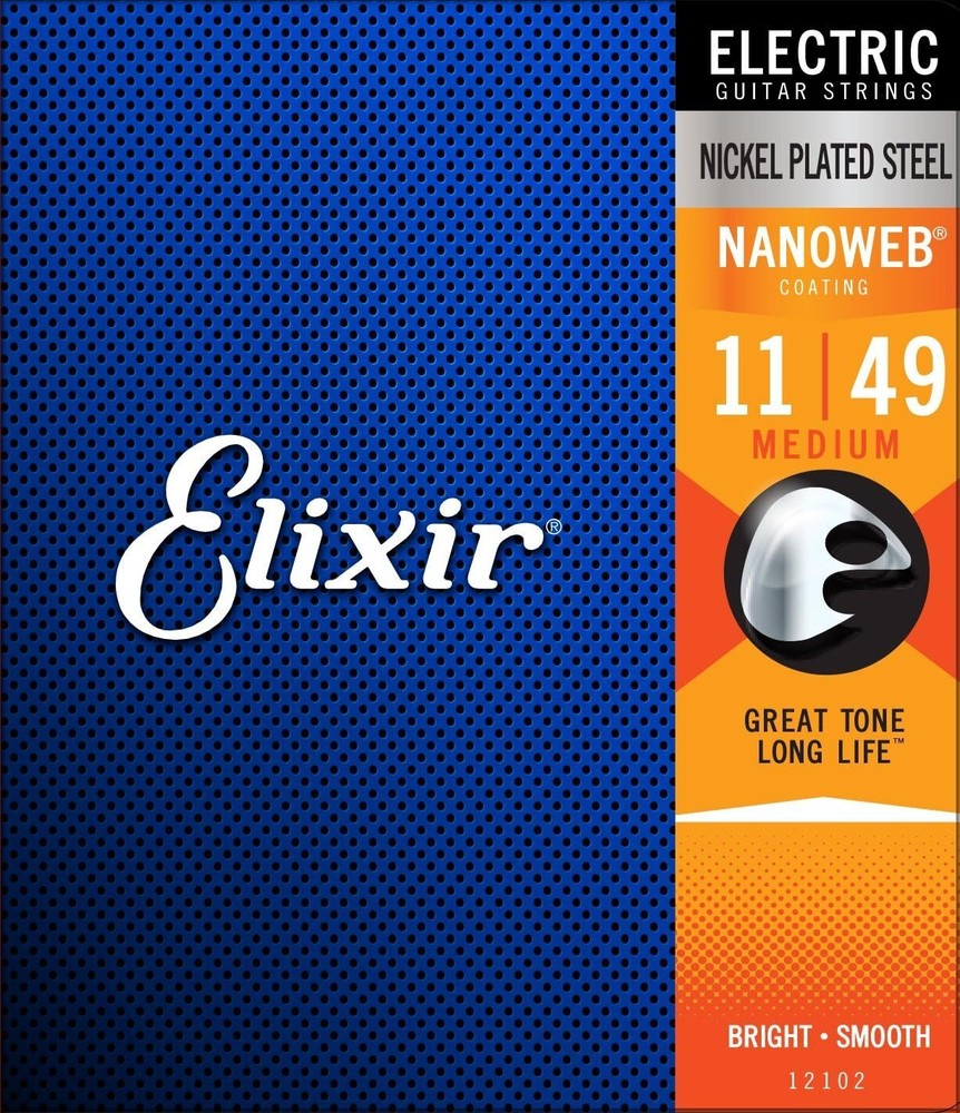 Elixir Strings Electric Guitar Strings w NANOWEB Coating, Medium (.011-.049)...