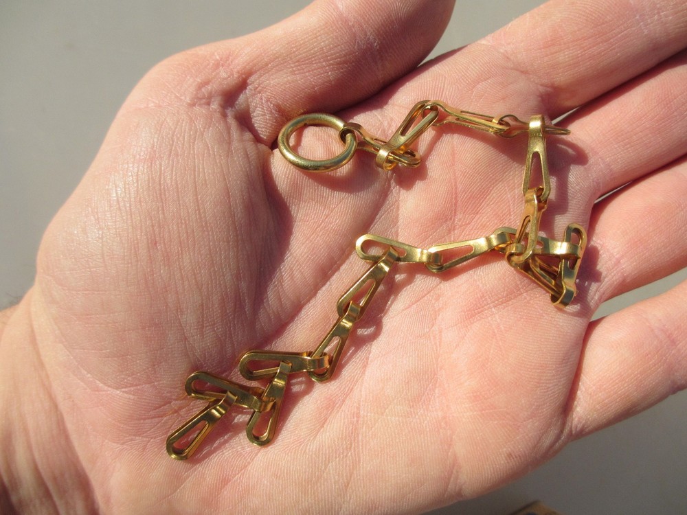Vintage Brass Lighting Chain Hanger Loop Box Trunk Light Pull Plug Old 26cm 10"