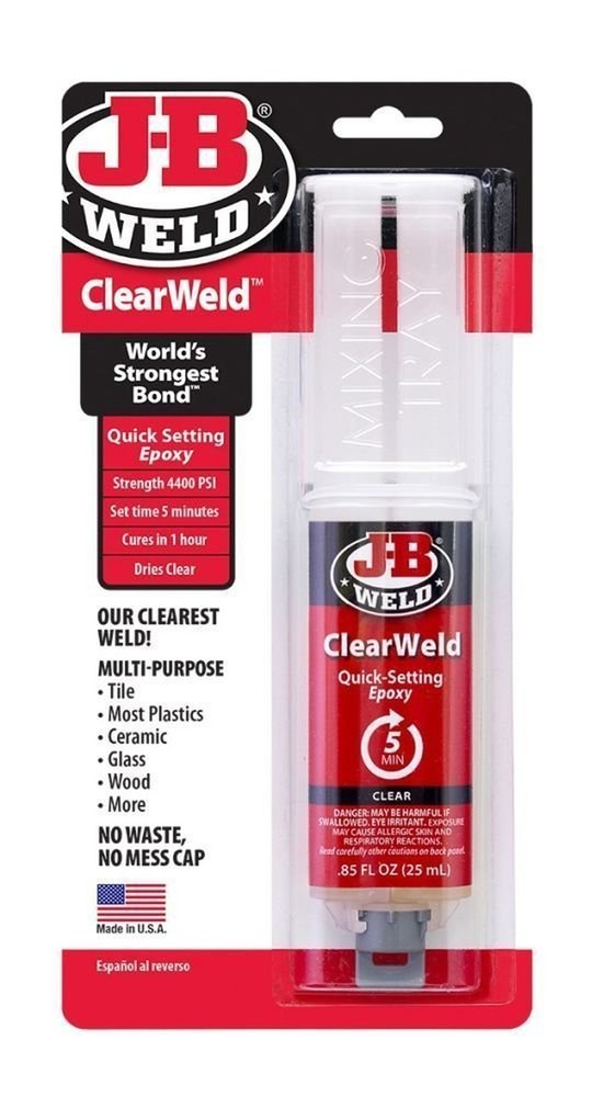 J-B Weld 50112 0.85 oz. ClearWeld Syringe Quick Setting Epoxy