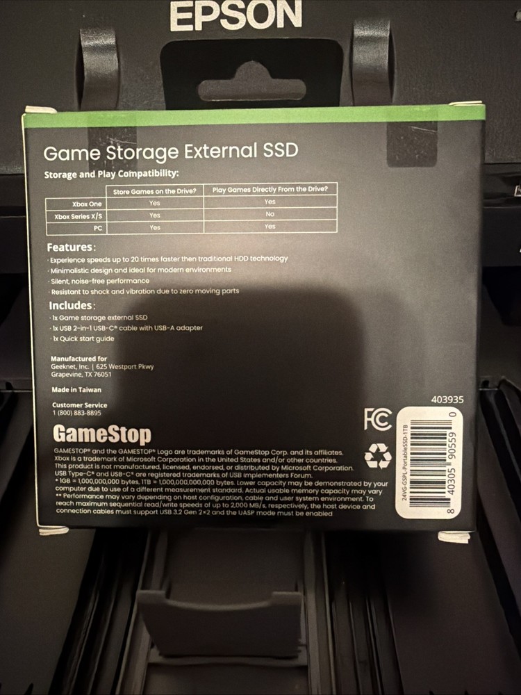 GameStop 1TB Game Storage USB-C External SSD - For Xbox/PC 2000MB/s