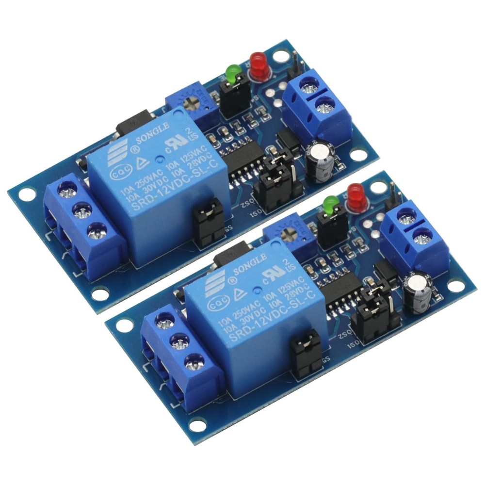 2PCS Delay DC 12V Relay Turn On/Delay Off Switch Module with Blue