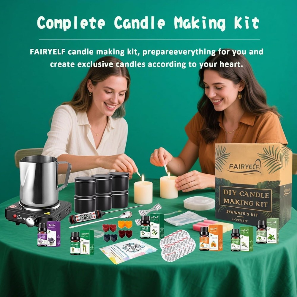 Beginner-Friendly Candle Making Kit - 100% Soy Wax & Essential Accessories