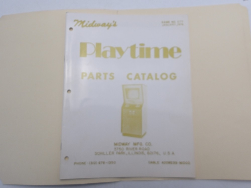 Midway-Playtime -Parts Catalog-NOS