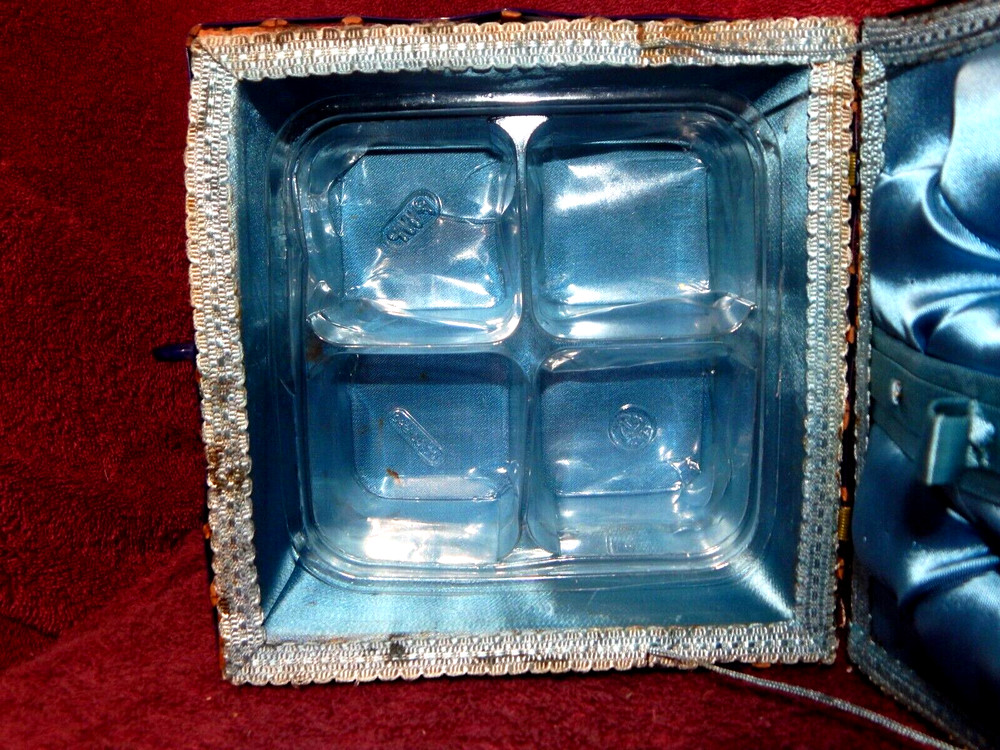Vintage Wicker Sewing Basket w/ Plastic Storage Divider Insert