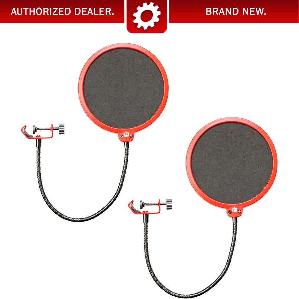 Deco Gear 2-Pack Professional Pop Filter Microphone Wind Screens with Goose Neck