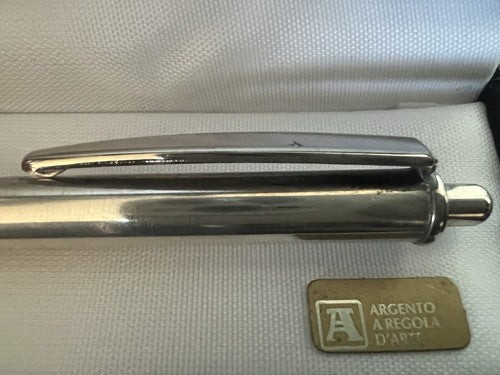 Red Ballpoint Pen Solid 925 Silver Satin Glossy Profiles Click Button 21