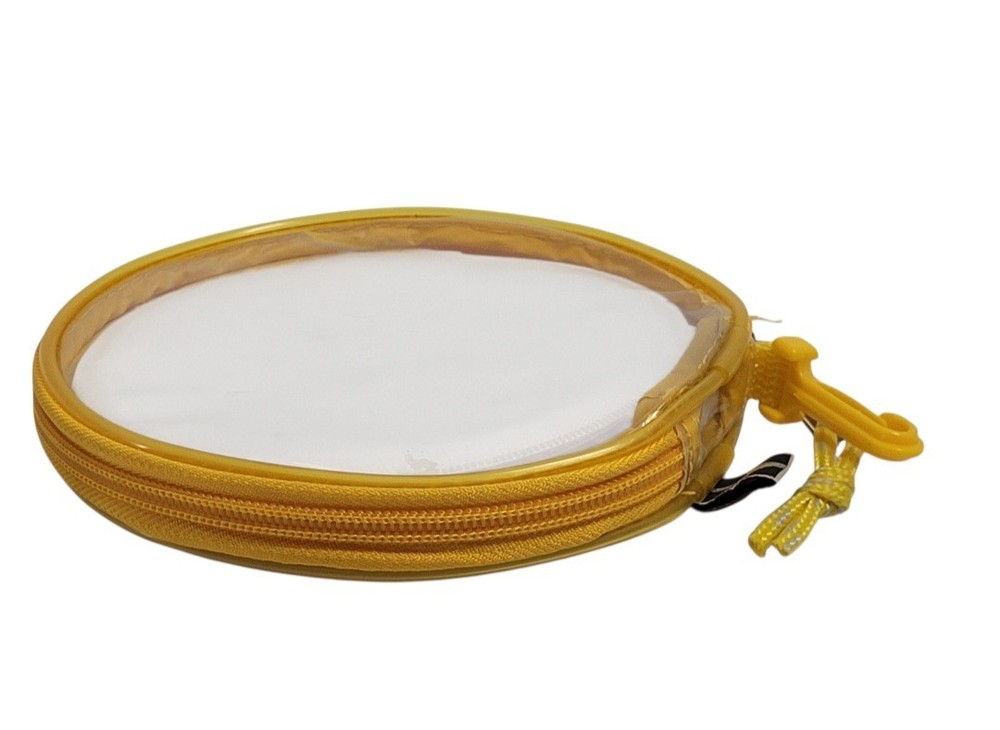 12 CD Capacity Portable Zippered Yellow/ Clear Plastic Storage Case Wrist Strap