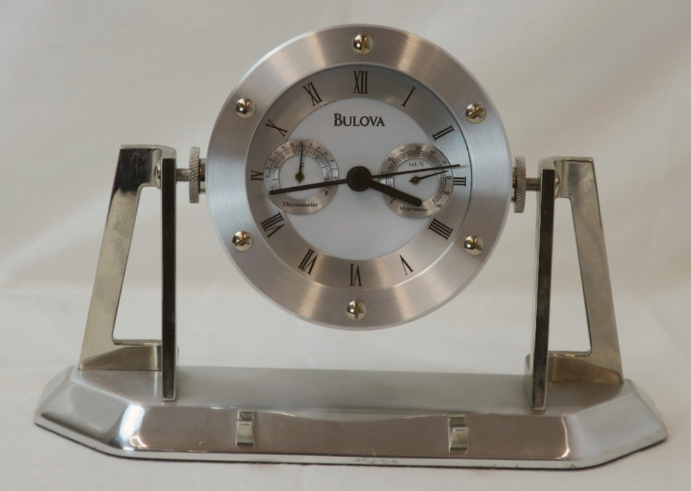 Bulova Desk Clock Thermometer & Hygrometer