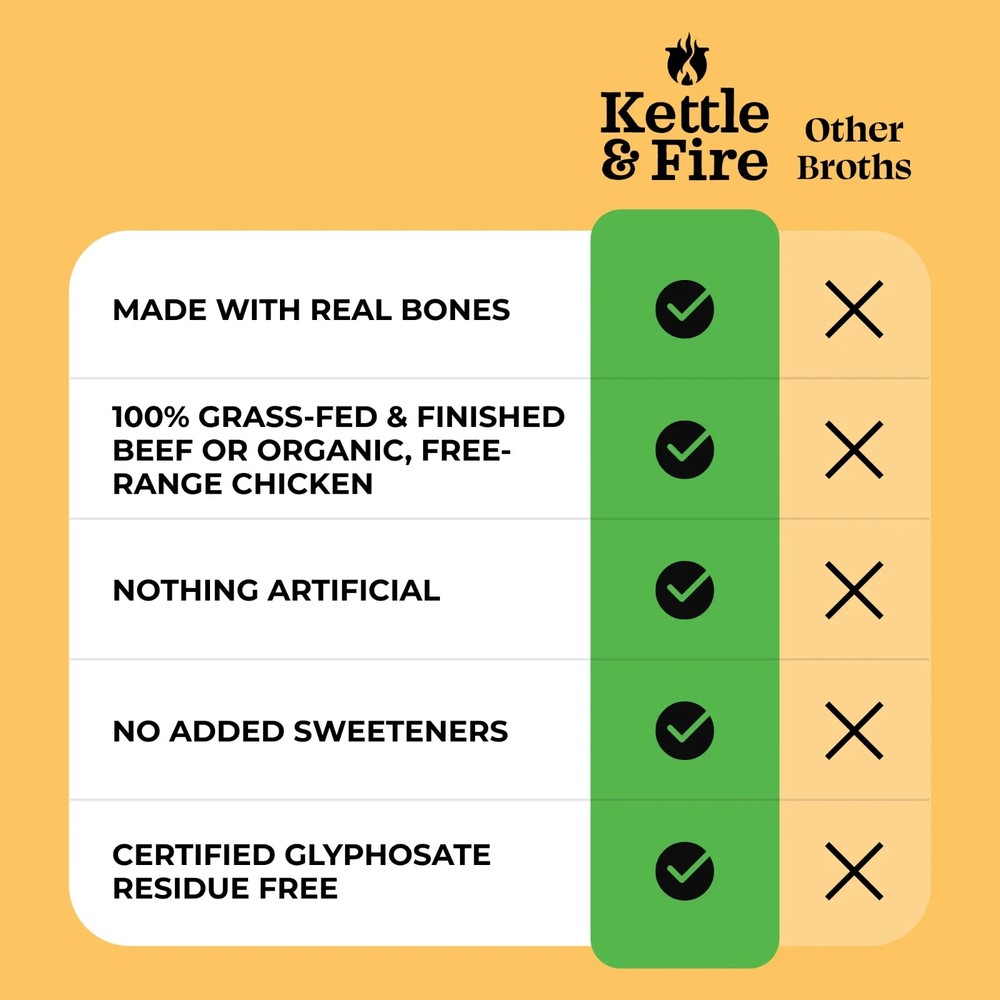 Kettle & Fire Beef Bone Broth 16.9oz Shelf-Stable, High Protein, Ready to Drink